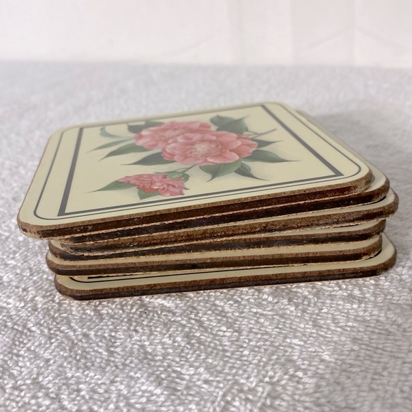 Vintage Royal Table Satin Finish Pink Flower Coasters x6 - Picture 13 of 14